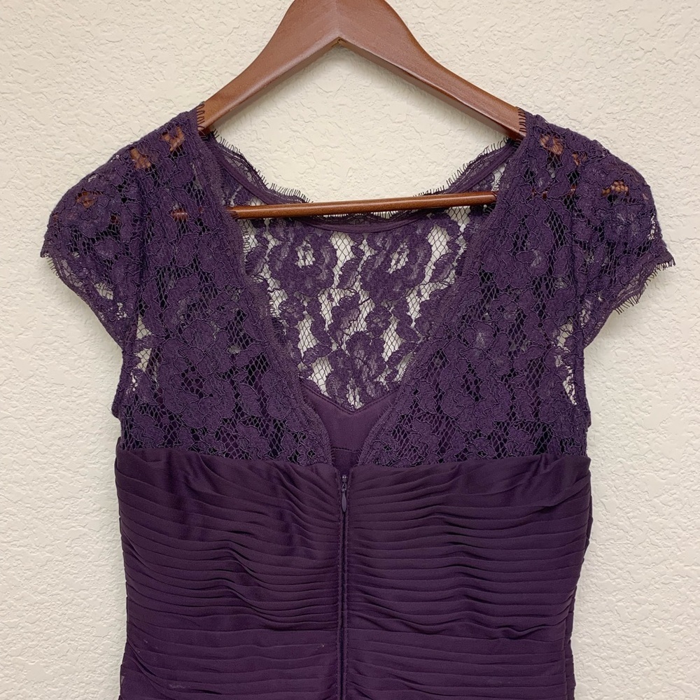 Adrianna Papell Purple Lace Evening Gown - Picture 4 of 15